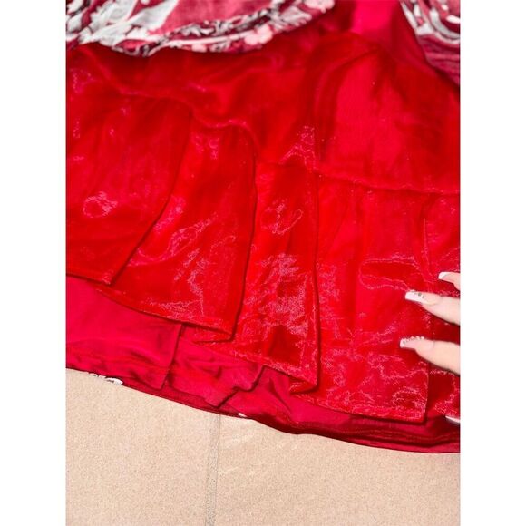 - White House Black Market Strapless Fit & Flare Dress Red Paisley Size 4 - Picture 13 of 15